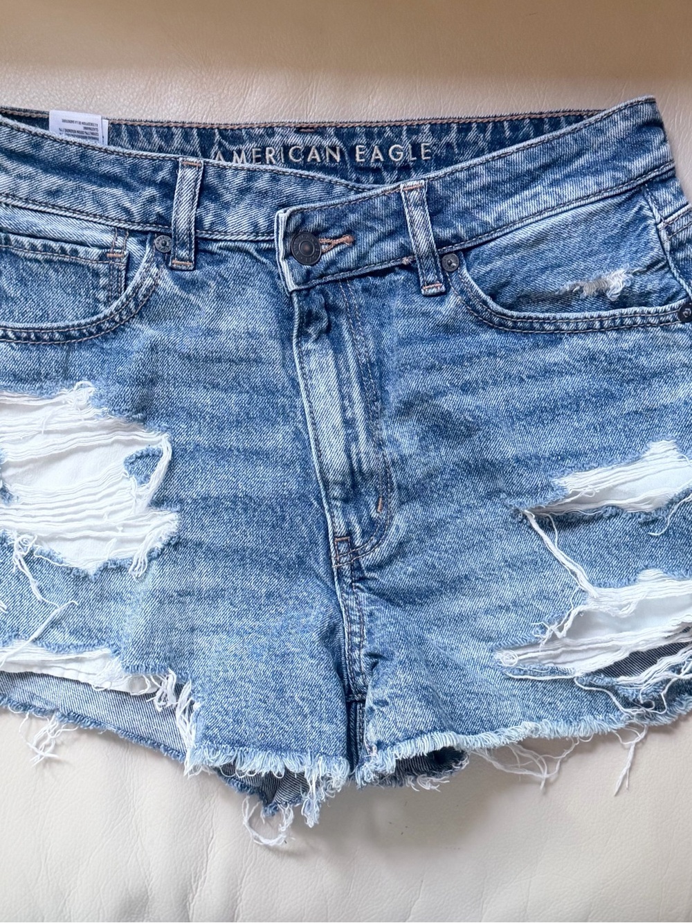 American Eagle Outfitters Distressed Light Blue Denim Shorts